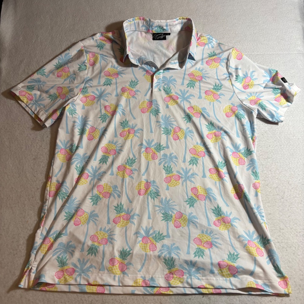Sunday Swagger‎ Mens Golf Polo Shirt Large Pineapple Palm Tree Print